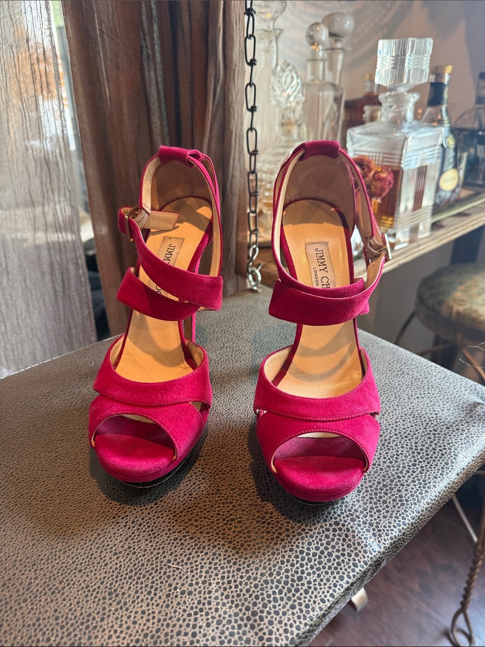 Jimmy Choo Fuchsia Suede Platform Heels